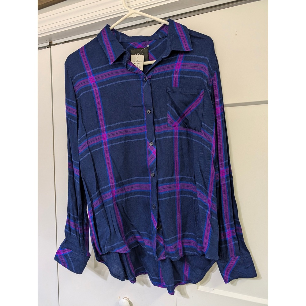 Rails Hunter Plaid Shirt Navy Ultra Pink Purple Button Down Size M New
